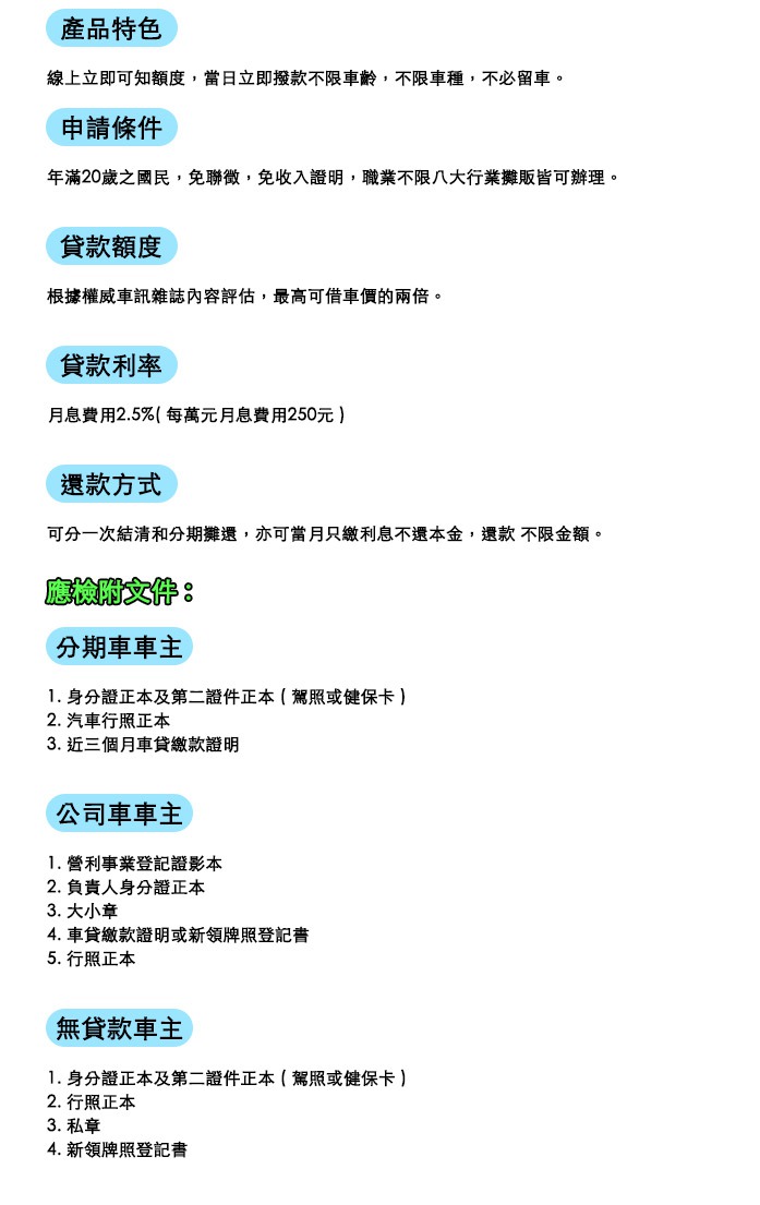 大安區汽車借款